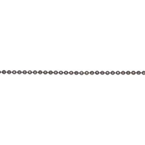 Chain, black-finished brass, 1.2mm faceted ball. Sold per 5-ft section. image number 0