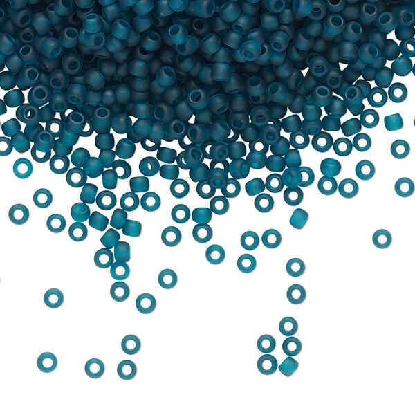 Seed bead, TOHO BEADS®, glass, pkg/7.5g, #11 round, translucent frosted teal (TR-11-7BDF). image number 0