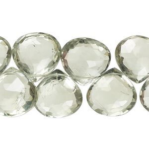 Green quartz 1pkg1, hand-cut top-drilled faceted puffed teardrop bead 7 inch 14x14mm-16x15mm