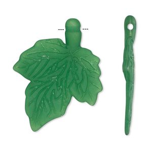 Focal, acrylic, frosted green, 33x26mm side-drilled leaf. Sold per pkg of 50.