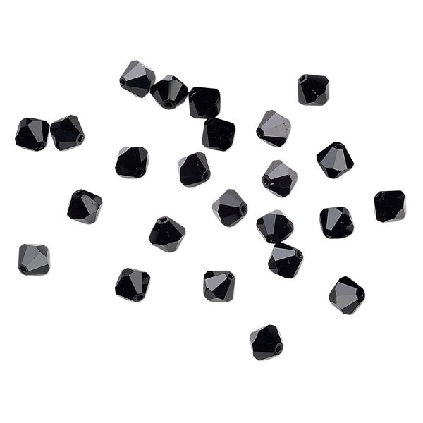 Bead 24pk jet, Preciosa Czech crystal 6mm bicone image number 0