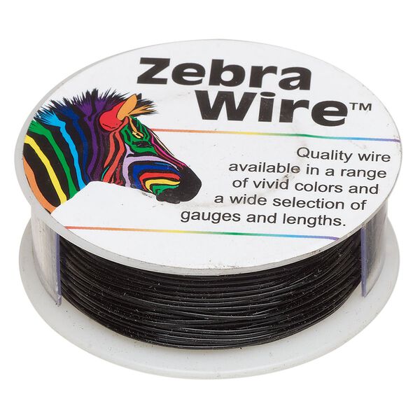 Wire, Zebra Wire™, color-coated copper, black, round, 22 gauge. Sold per 1/4-pound spool, approximately 45 yards (41 meters). image number 0