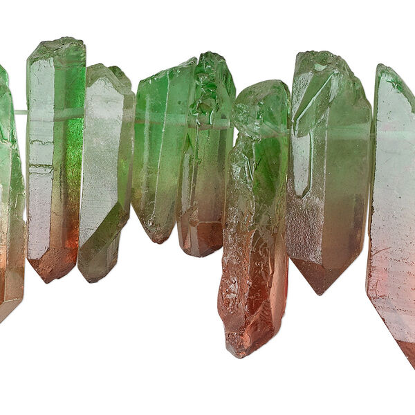 Quartz crystal 1pkg1, hand-cut top-drilled point bead B grade, 4 inch 15x4mm-34x12mm image number 0