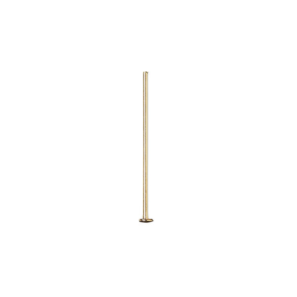 Head pin, gold-plated brass, 3/4 inch, 21 gauge. Sold per pkg of 100. image number 0