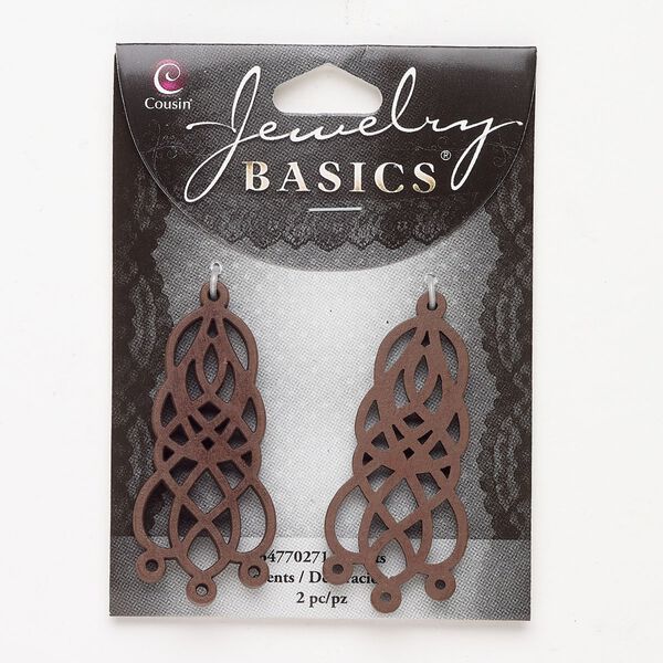 Wood 1pkg2, fancy focal / cutout brown 54x24mm image number 0