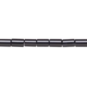 Black onyx 1pkg1, tube bead 15.5-16 inch 6x4mm