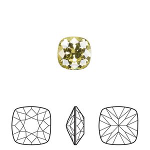 Fancy stone 144pk citrus green foil back, Swarovski® 10mm cushion 4470
