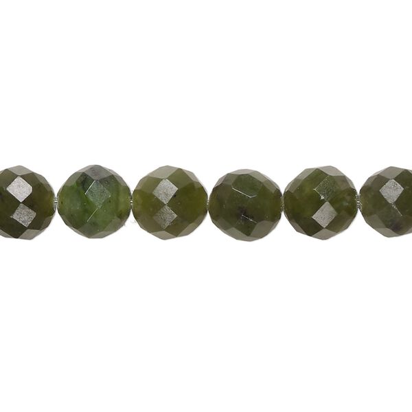 Nephrite jade 1pkg1, hand-cut faceted round bead natural 15.5-16 inch 8mm image number 0