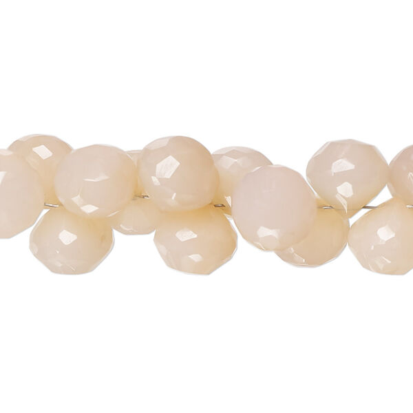 Bead, peach chalcedony (dyed), 8-9mm hand-cut top-drilled faceted teardrop with 0.4-1.4mm hole, B- grade, Mohs hardness 6-1/2 to 7. Sold per 8-inch strand. image number 0