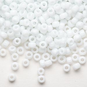 Seed bead, Dyna-Mites™, glass, opaque white, #6 round. Sold per 40-gram pkg.