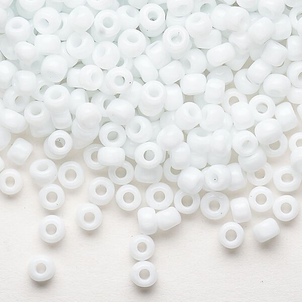 Seed bead, Dyna-Mites™, glass, opaque white, #6 round. Sold per 40-gram pkg. image number 0