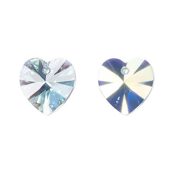 Drop 2pk aquamarine AB, Crystal Passions® 14mm pendant heart 6228 image number 0