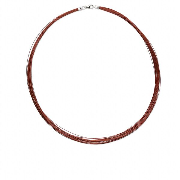 Necklace, sterling silver and nylon-coated stainless steel, copper, 48-50 strand, 18 inches with lobster claw clasp. Sold individually. image number 0