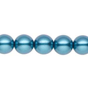 Pearl 2pk teal, Celestial Crystal® 10mm round 15.5-16 inch