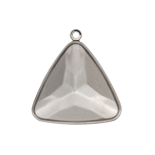 Drop, Almost Instant Jewelry®, gunmetal-plated brass, 27mm faceted triangle with 23mm triangle setting. Sold per pkg of 2. image number 0