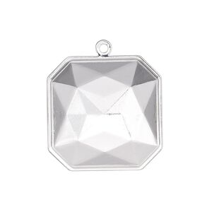 Drop, Almost Instant Jewelry®, silver-plated brass, 25mm square with 23mm square setting. Sold per pkg of 2.