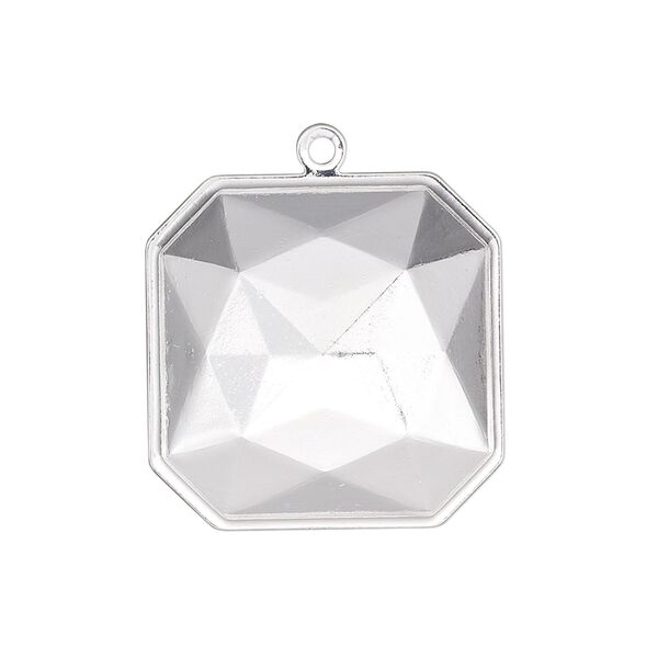 Drop, Almost Instant Jewelry®, silver-plated brass, 25mm square with 23mm square setting. Sold per pkg of 2. image number 0