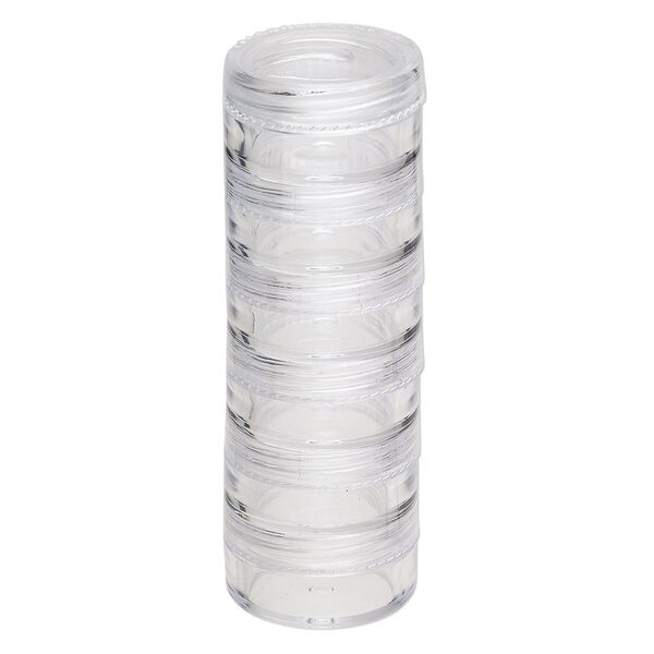 Organizer jar, Space Saver, plastic, clear, 1-1/4 x 1/2 inches. Sold per pkg of (2) 6-piece sets. image number 1