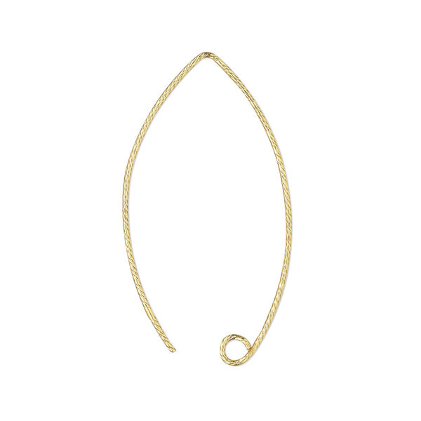Ear wire, "vermeil", 33mm diamond-cut marquise with open loop, 21 gauge. Sold per pair. image number 0