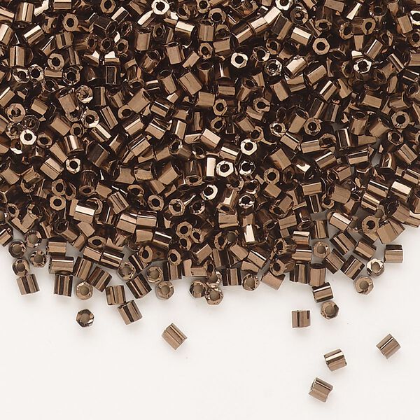 Seed bead, Dyna-Mites™, glass, pkg/1/2kg, #11 2-cut hex, opaque iris bronze, (924 11/0 2CUT). image number 0
