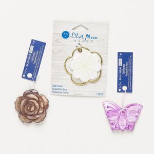 Focal mix, shell, multicolored, 43-48mm mixed shapes, Mohs hardness 3-1/2. Sold per pkg of 3.