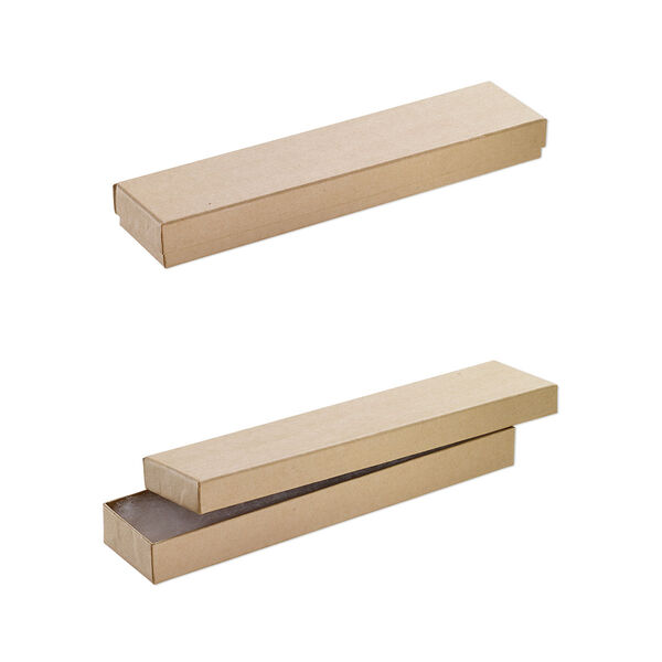 Box, kraft paper, "cotton"-filled, 8-1/8 x 1-7/8 x 7/8 inch rectangle. Sold per pkg of 10. image number 0