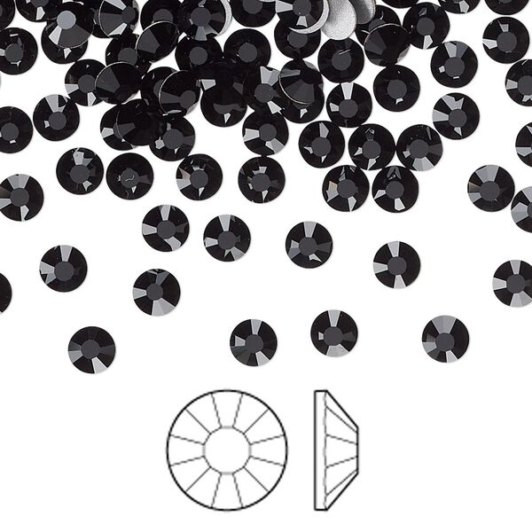 Flat back 144pk jet foil back, Preciosa Viva 12® Czech crystal rhinestone 3.8-4mm chaton rose round SS16 image number 0