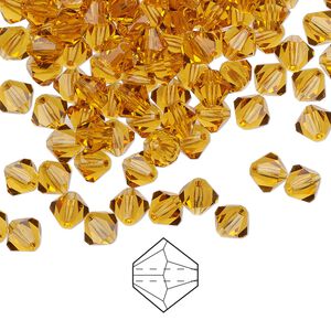 Bead 24pk topaz, Preciosa Czech crystal 5mm bicone