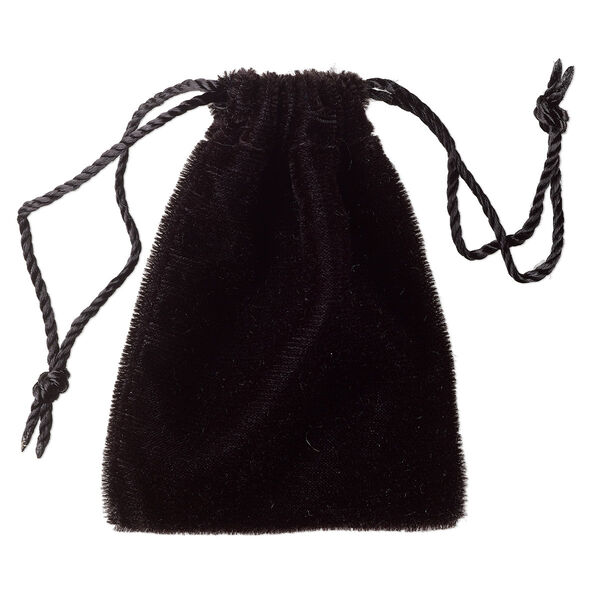 Pouch, velvet, black, 3-1/2 x 2-3/4 inches with drawstring. Sold per pkg of 12. image number 0