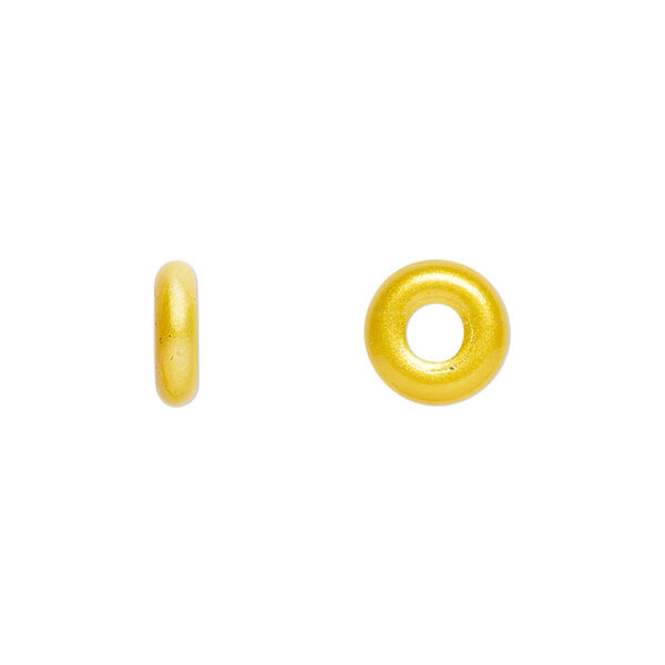 Bead, Czech pressed glass, opaque sunflower, 9.5x3mm ring. Sold per pkg of 50. image number 0