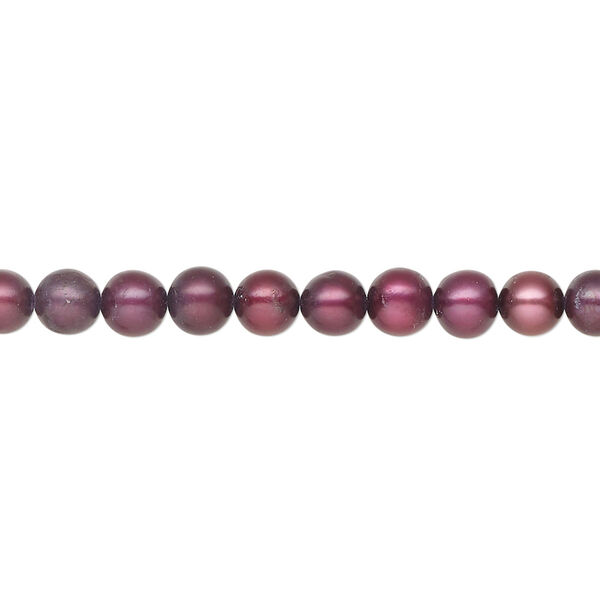 Pearl 1pkg1, cultured freshwater, semi-round C grade, 15 inch 4-5mm dyed plum / wine image number 0