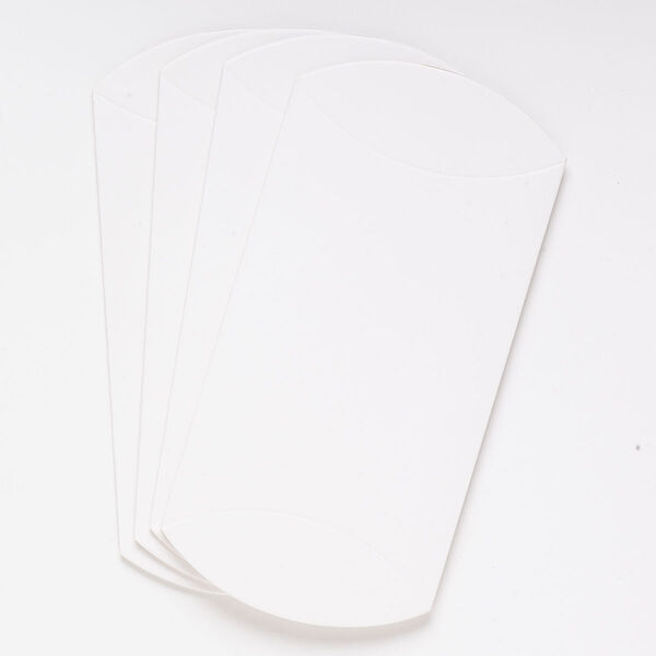 Gift box earring pillow, paper, white, 4-1/2 x 2-1/2 x 1 inches. Sold per pkg of 8. image number 0