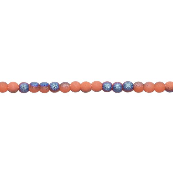 Bead, glass, translucent matte orange and purple AB, 2.5mm round. Sold per 15-1/2 to 16-inch strand. image number 0