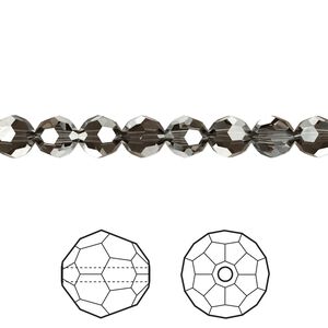 Bead 12pk crystal silver night, Crystal Passions® 6mm round 5000