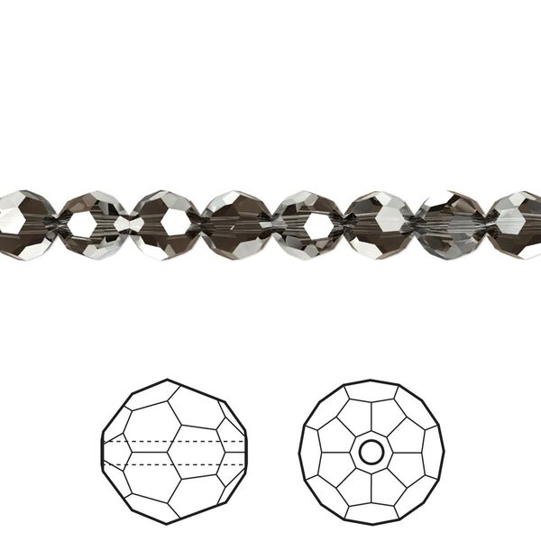 Bead 12pk crystal silver night, Crystal Passions® 6mm round 5000 image number 0