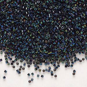 Seed bead, Delica®, glass, pkg/7.5g, #15 round, opaque metallic iris dark blue (DBS-0002).