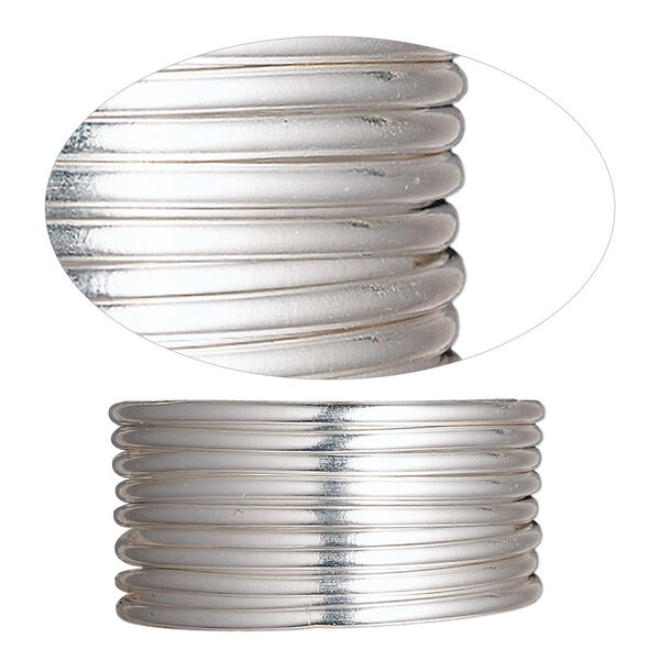 Wire, sterling silver-filled, half-hard, round, 16 gauge. Sold per pkg of 25 feet. image number 0
