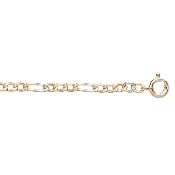 Chain 1pkg1 12Kt gold-filled, 2mm figaro, 20 inch with springring clasp image number 0