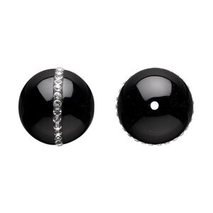 Black onyx / crystal 1pkg1, round chaton bead 20mm / 2mm