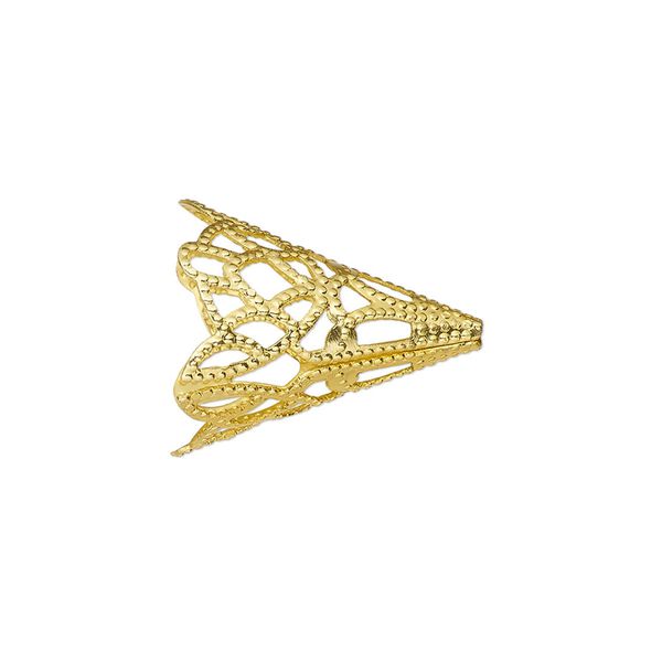 Cone, gold-finished aluminum, 20x17mm filigree with 14mm inside diameter. Sold per pkg of 25. image number 0