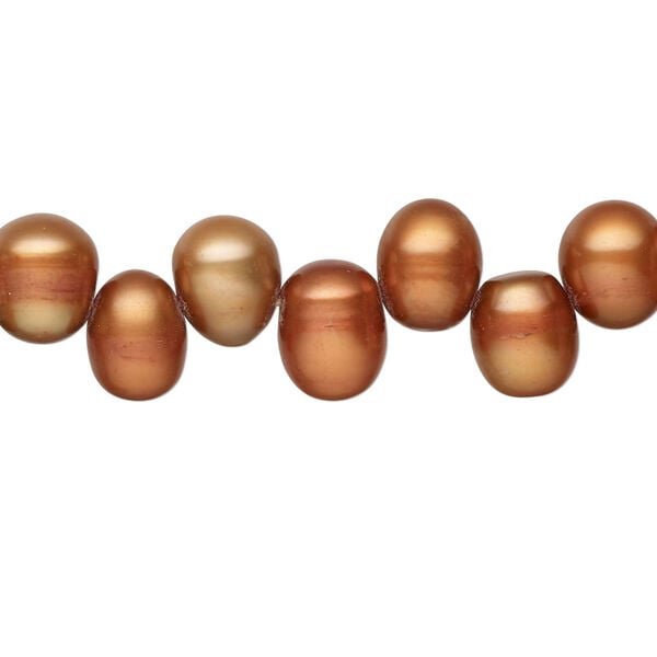 Freshwater pearl 1pkg1, top-drilled rice, 14 inch dusty copper 8x6mm-11x8mm cultured image number 0
