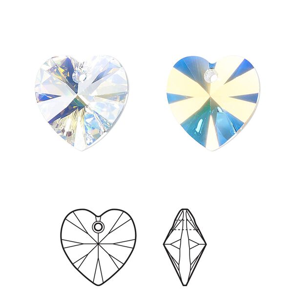 Drop 2pk crystal AB, Crystal Passions® 14mm pendant heart 6228 image number 0