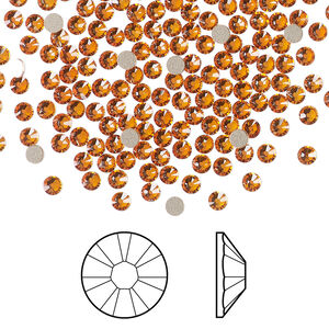 Flat back 1pkg144 dark orange (HICT) foil back, Crystal Passions® 2.5-2.7mm rose round SS9 2058