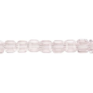Bead 1pk 18 facets transparent pink, Celestial Crystal® 6mm cube 15.5-16 inch