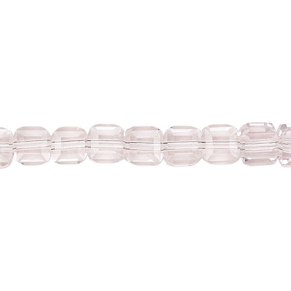 Bead 1pk 18 facets transparent pink, Celestial Crystal® 6mm cube 15.5-16 inch image number 0