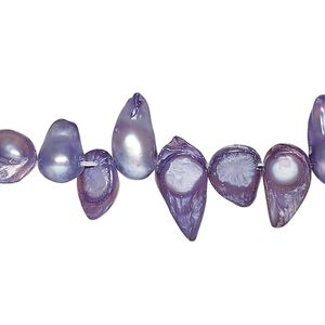 Pearl, cultured freshwater (dyed), dark blue-lavender, 7x5mm-15x8mm baroque with 0.4mm hole, D grade, Mohs hardness 2-1/2 to 4. Sold per 15-inch strand.