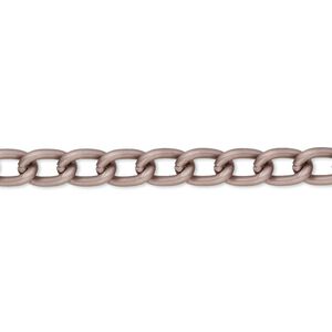Chain 1pkg1 curb, 5mm, aluminum / anodized antique copper 5 foot unfinished