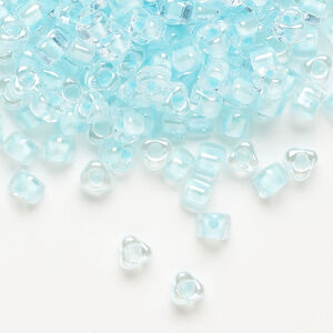 Seed bead, Miyuki 1pkg10g, glass, #5 triangle, transparent ice blue inside dyed color clear (TR-1112)