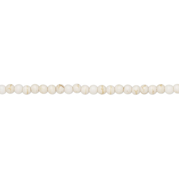 Bead, magnesite (stabilized), white, 2-3mm round, C- grade, Mohs hardness 3-1/2 to 4. Sold per 16-inch strand. image number 0