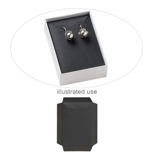 Box insert, paper, black, 3 x 2 x 3/4 inch rectangle earring and necklace card. Sold per pkg of 10.